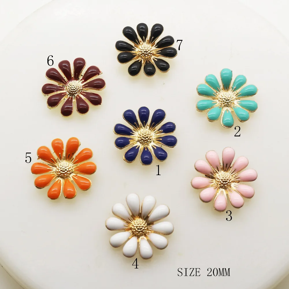 ZMASEY Sale Price 10pcs/Lot 20MM Alloy Flower Buttons Sewing Mix Color