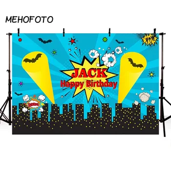 

Superhero City Birthday Theme Party Background for Custom Decorations Cityscape Photo Backdrop for Photography Studio Supplies