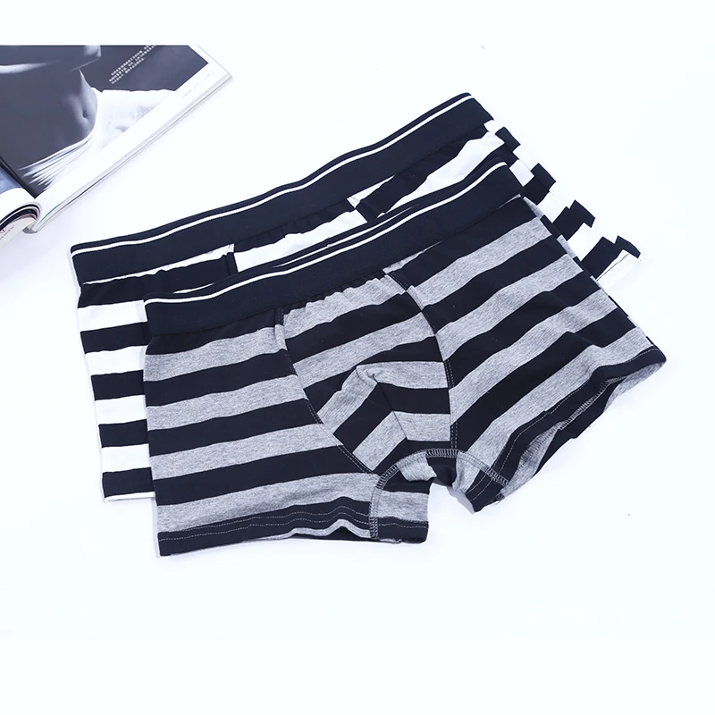 Бренд нижнего белья Для мужчин Cueca боксер полоса тело костюм хлопок Sheer шорты