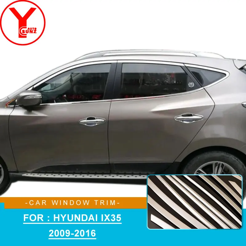 Stainless Steel Chrome Window Under Trim Molding 4P For HYUNDAI 06-12 Santa Fe