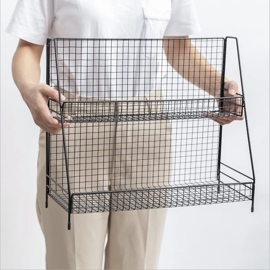 Iron Art Makeup Organizer Two-Layers Jewelry Box Cosmetic Organizer Makeup Box Lipstick Makeup Stor