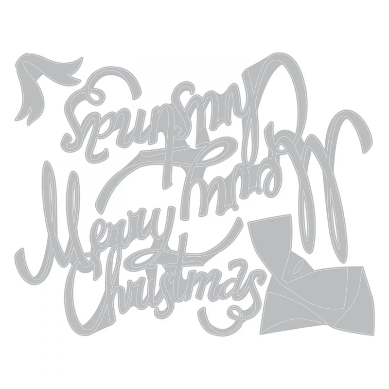 Merry Christmas Bow Die Cut 01