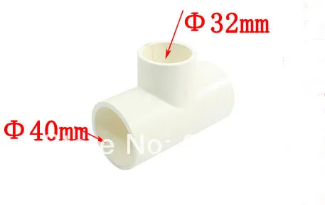 

3-Way T Shaped White PVC-U Water Pipe Tee Coupling Connector 40 x 32mm