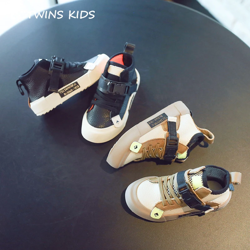 

Kids Shoes 2019 Autumn Fashion Girls High Top Shoe Boys Real Leather Sneakers for Children Casual Running Sports Trainers FH2487