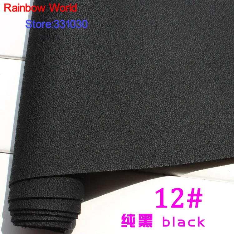 

12# black Micro Lychee Pattren high quality 1.2mm thick PU Leather fabric for DIY cars table bags bed material (140*50cm)
