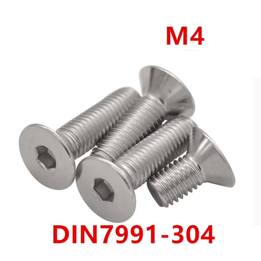 100 шт. M4* 5/6/8/10/12/16/20/25/30 мм винты SUS304 DIN7991 плоский передний привод с шестигранной головкой колпачковый винт с внутренним шестигранником потайные болты