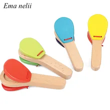 Детская ручная Хлопушка деревянная перкуссия игрушка детский музыкальный инструмент игрушки с колокольчиками погремушки для детей подарок на Рождество идеи