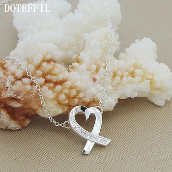 

DOTEFFIL 925 Sterling Silver 18 Inch Chain AAA Zircon Heart Pendant Necklace For Women Men Engagement Wedding Fashion Jewelry