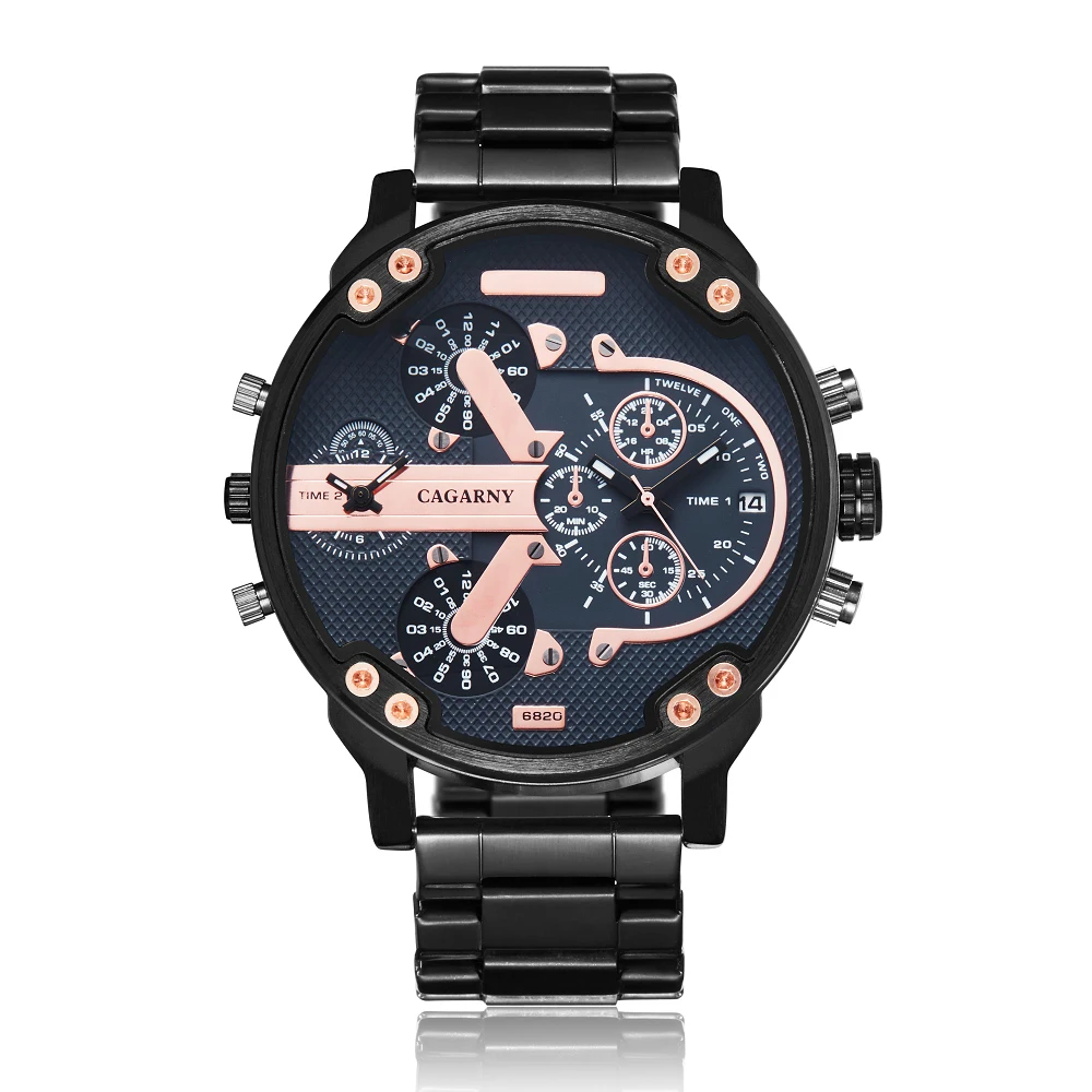 cagarny black sttainless steel Watch Mens Watches Top Brand Luxury Sport Men's Quartz Clock army Military Wrist Watch Relogio Masculino Saat drop shipping (4)