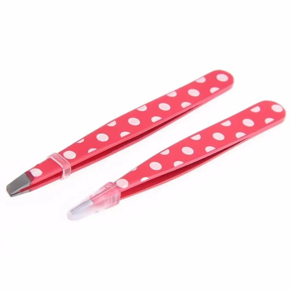 

2Pcs/Set Stainless Steel Face Hair Removal Eye Brow Tweezers Red Color Makeup Clips Accessories Facial Make Up Cometics