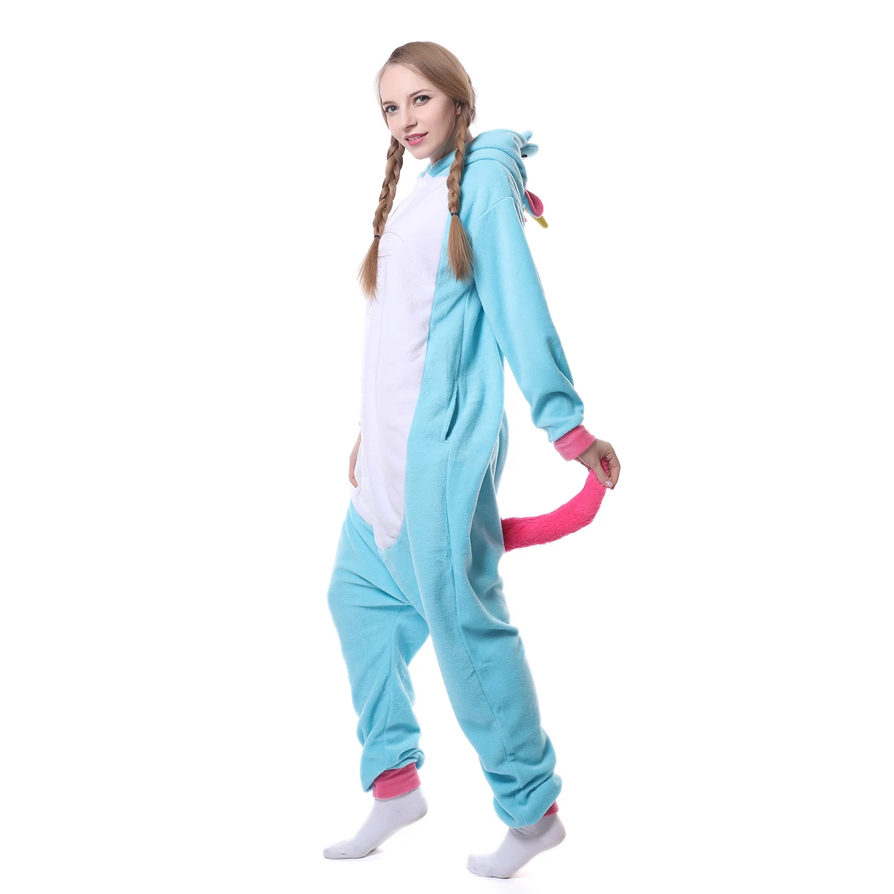 С капюшоном Пижама Kigurumi все в одном пижама костюмы животных Косплэй Синий