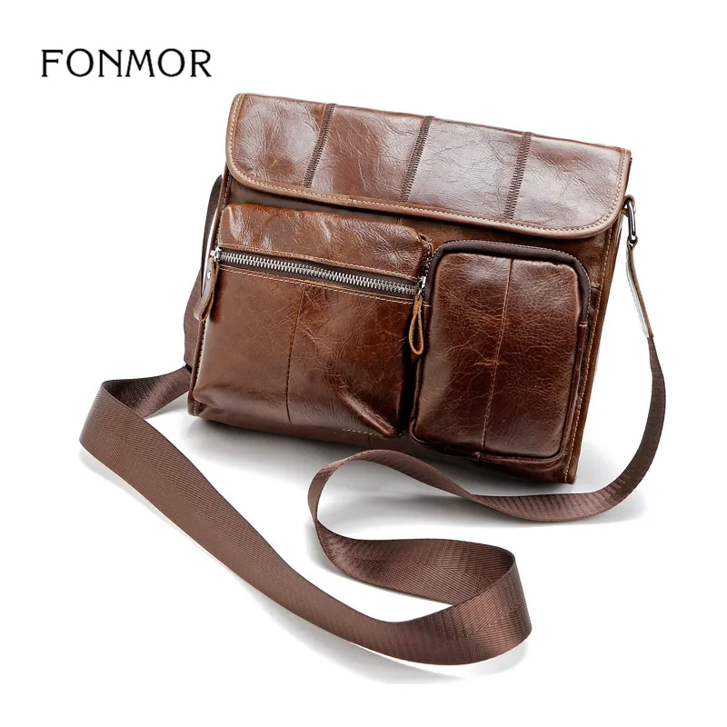 

FONMOR 2018 New Brand Multi-Function High-Capacity High-Quality Wild Men Genuine Leather Casual Business Shoulder Messenger Bag