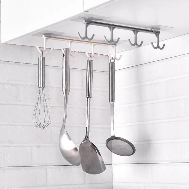 

A2723 Kitchen Seamless Hook-free Hook Cabinet Storage Rack Multi-function Wardrobe Row Hook Door Finishing Frame