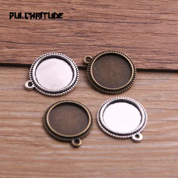 

10pcs 16/20/25mm Inner Size Two Color Metal Alloy Simple Round Cabochon Pendant Setting Jewelry Findings P6780