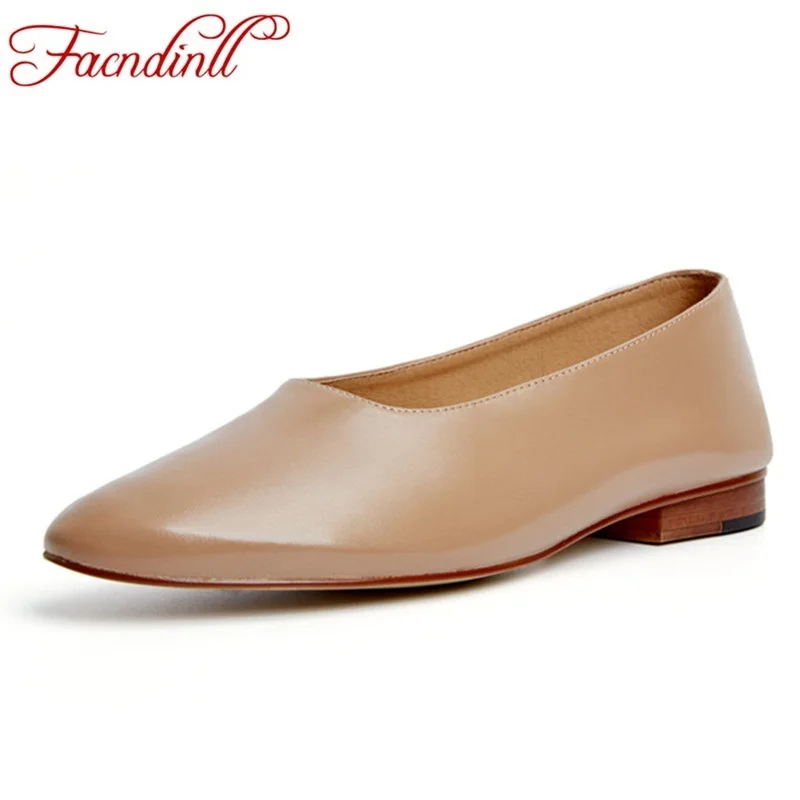

FACNDINLL soft genuine leather women flats casual dress shoes spring autumn shoes black apricot grandmother oxfords loafers 44