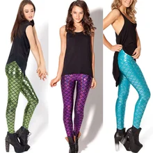Новые модные женские брюки с цифровой печатью, женские леггинсы в форме русалки с рыбьей чешуей, 3D цифровая печать