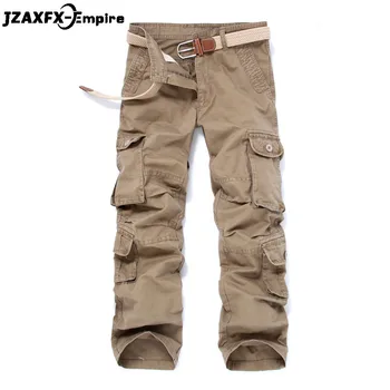 

New Men Cargo Pants Army Military Camouflage Overalls Bags High Quality 100% Cotton Multi Pocket Male Work Trousers