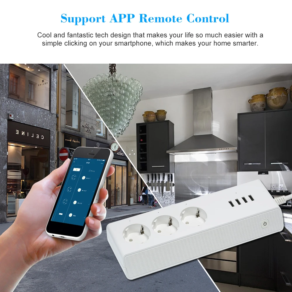 Умная розетка с WiFi совместима Amazon Alexa Google Home таймер голосовым управлением полоса