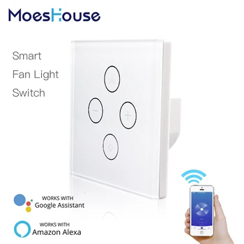

WiFi Smart Ceiling Fan Light Wall Switch,Smart Life/Tuya APP Remote Various Speed Control, Compatible with Alexa and Google Home