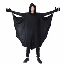 Взрослых Для мужчин Хеллоуин костюм черный на молнии комбинезон подключения крылья летучей мыши человек Косплэй костюм