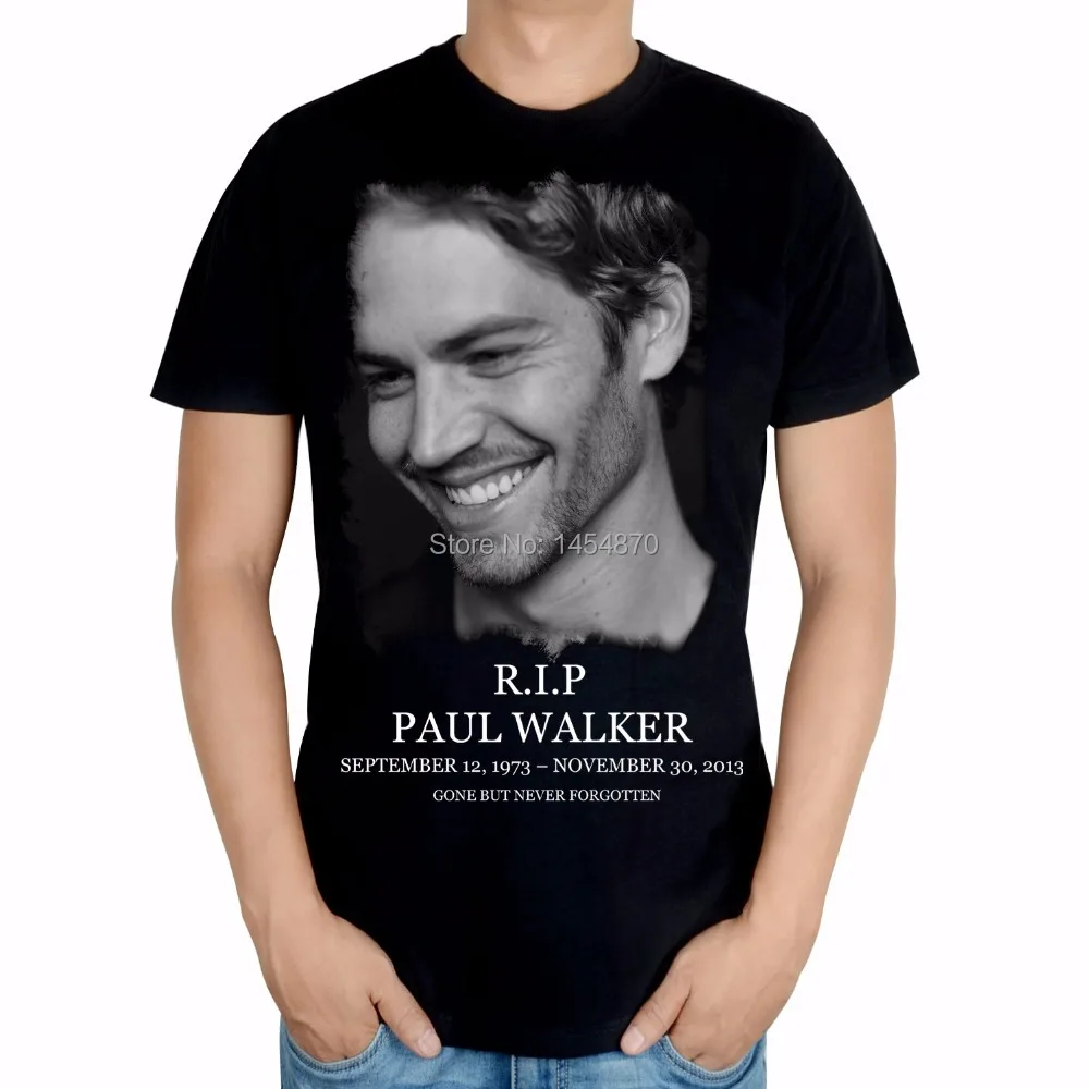 Мужская хлопковая футболка с 3D-принтом Paul Walker черная Повседневная в стиле фильма