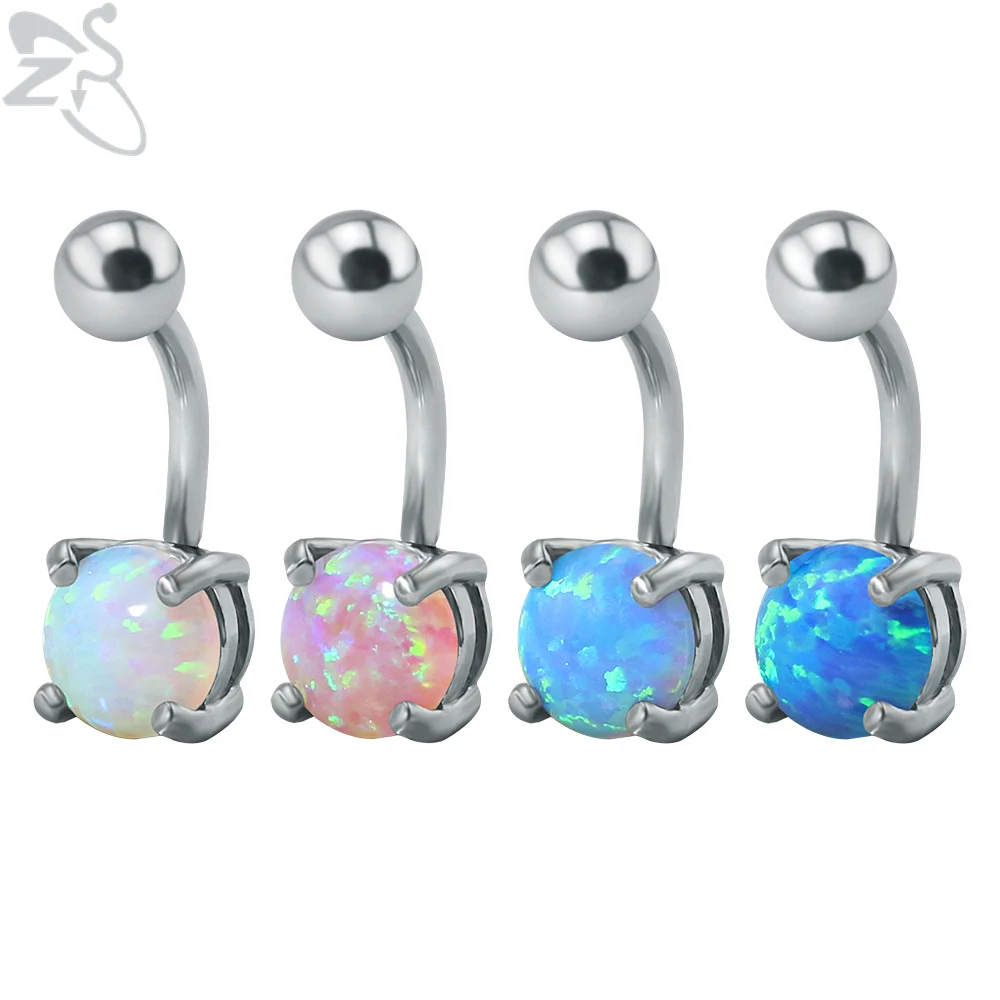 Buy Hot Sell !Stainless Steel Opal Stone Belly Bars Belly Navel Piercing High