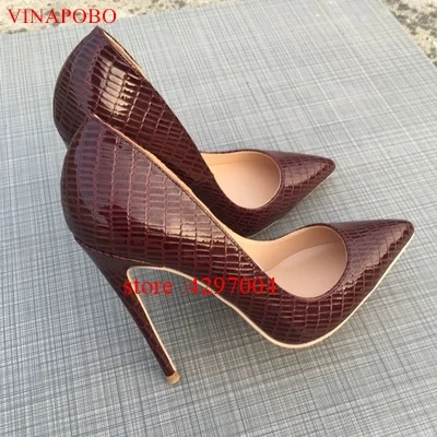 Vinapobo/бордовая женская обувь на высоком каблуке-шпильке; пикантные женские подушечки для маникюра; женские туфли-лодочки из лакированной кожи с острым носком - Цвет: 8cm