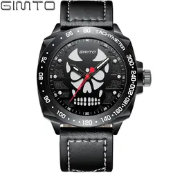 2019 уникальный Скелет Череп для мужчин часы Роскошные Лидирующий бренд GIMTO кожа Военная Униформа спортивные наручные