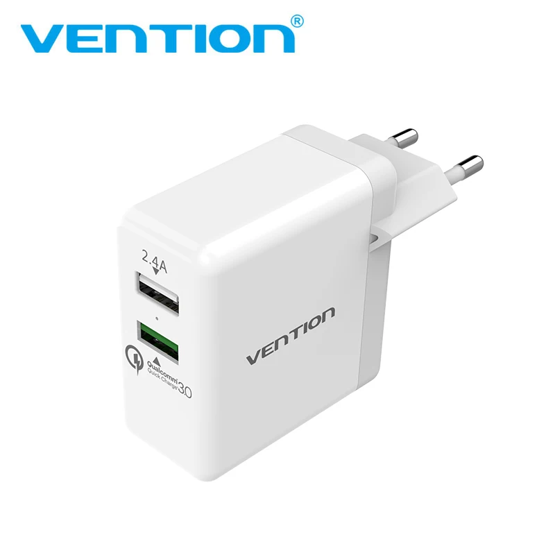 

Vention Phone Charger Qualcomm Quick Charge 3.0 Dual USB Charger QC 3.0 Fast Charger Wall Charger For Samsung Huawei LG EU Plug