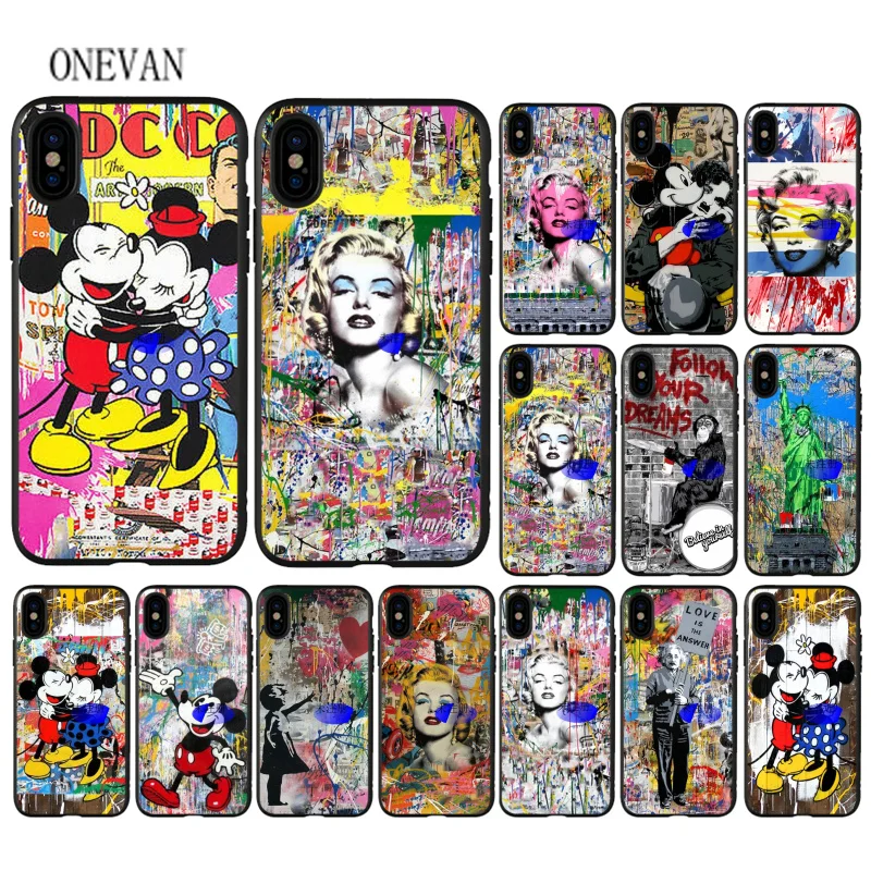 

mr brainwash black keys mikey mouse marilyn monroe soft Phone Case for Apple iPhone 7 8 6 6S Plus X XS MAX 5 5S SE XR Cover