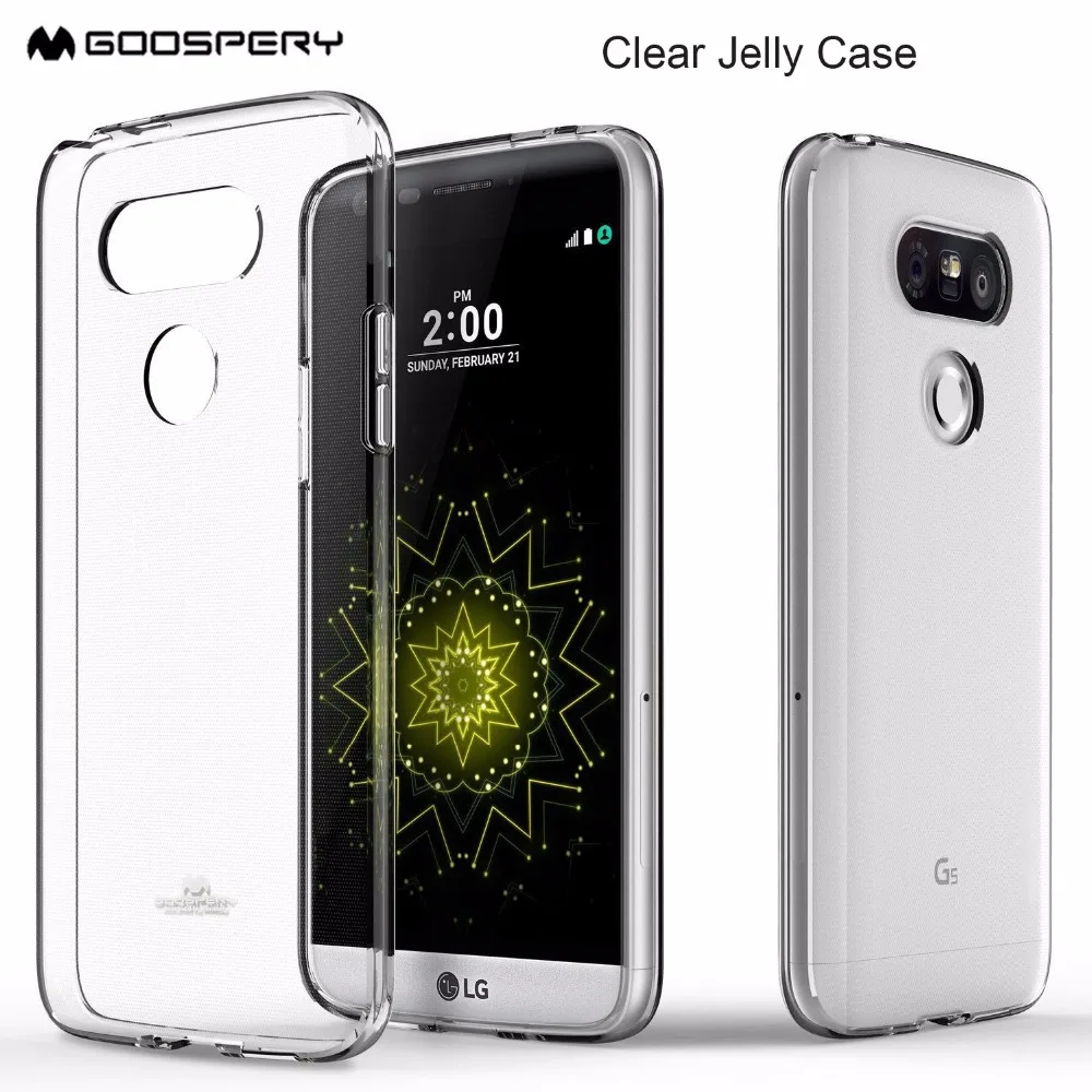 

For LG G4 G5 G6 V30 Case Genuine Mercury Goospery Transparent Clear Jelly Flexible TPU Soft Rubber Phone Cover case