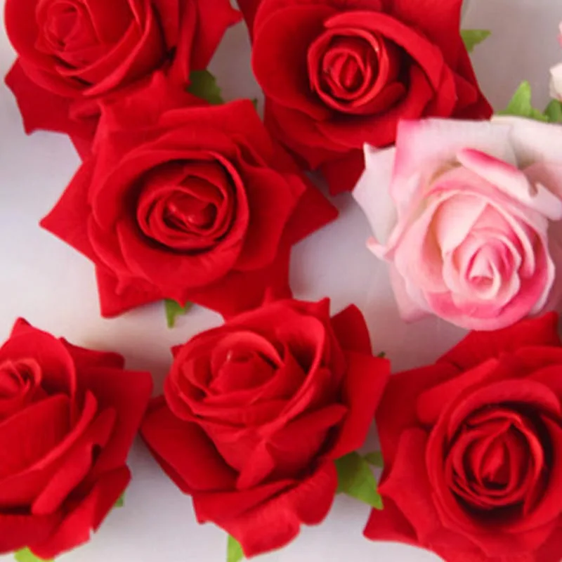 10PCS,10CM Head,Red/Pink Artificial Silk Fake Roses Heads,Wedding ...