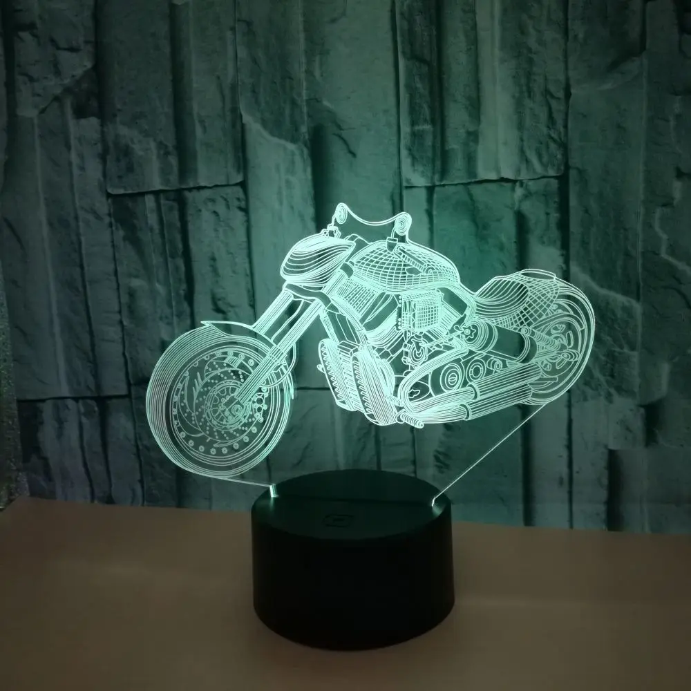 Креативный новый мотоцикл 3d 7 цветов сенсорный Настольный светильник постепенная Настройка производство 3d декоративный стол лампа