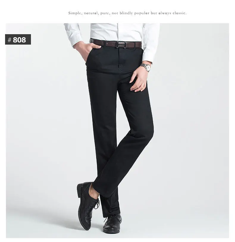 2018 Casual Straight Pants Men Cotton Cargo Men Pants Spring Summer Autumn Male Work Trousers High Waist Full Length Solid Color-06