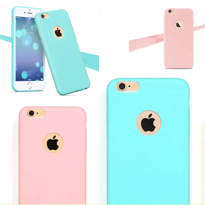 

Phone Case for Apple iPhone 6 6S Back Case Cover Candy Color Soft Silicon Mobile Phone Cases for iPhone 6 iPhone6 wilh Logo Hole