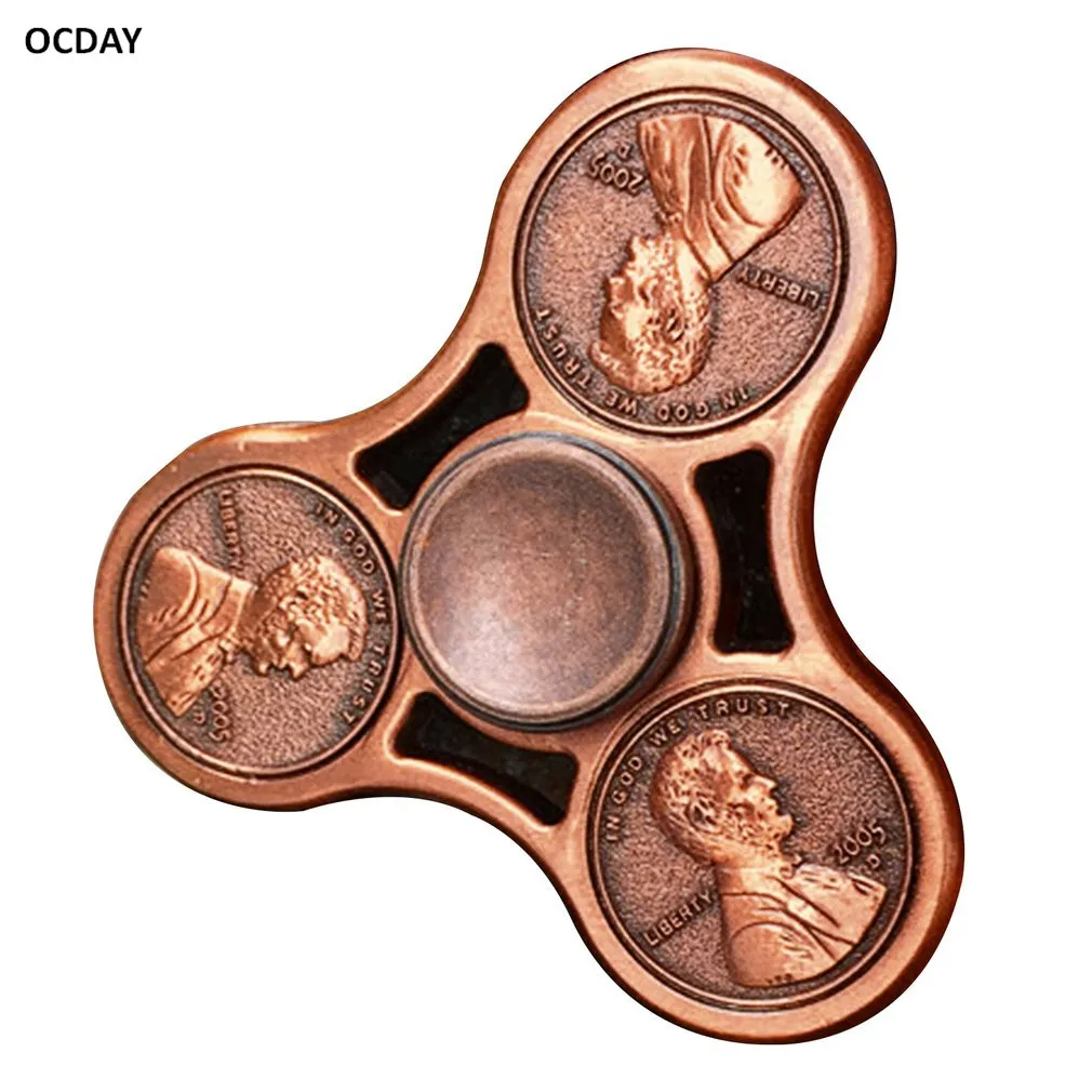 

OCDAY Hand Spinner Anti-Stress With Bearing Triangle Fingertip Gyroscope Rotatable Darts Dollar Coin EDC Metal Finger Spinner