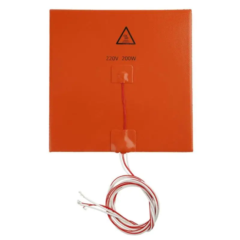 

220V Cube Flexible Silicone Rubber Heater Professional Heating Pad Mat Hotbed 3D Printer Accessories 200x200mm