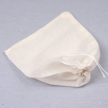 

10pcs/lot 13x16cm 60 density hand made cotton drawstring filter bag food grade, Gunny Bale (Hessian Cloth Bag) water boil bag