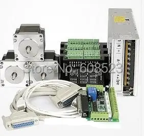 

3 axis Nema23 stepper motor 428oz-in +3 Stepper Driver 4.2A DQ542MA 1 PCS Power +Supply for 350W,36VDC+DB25CNC controller kit
