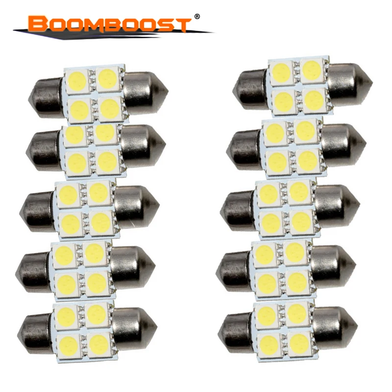 4SMD купольный светильник Автомобильный Дверной 12V светодиодный 31mm C5W Festoon Dome лампы