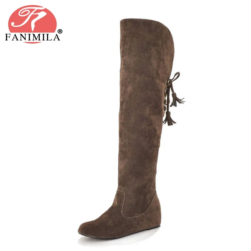 

FANIMILA 5 Colors Woman Thigh High Boots Plush Fur Snow Boots Winter Shoes Woman Warm Fashion Long Boots Ladies Shoes Size 34-43