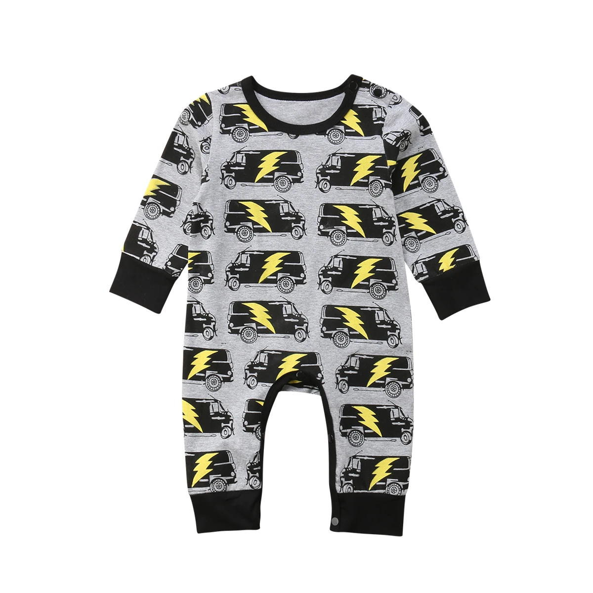 Cartoon Car Pattern Newborn Infant Baby Boy Rompers Long Sleeve Baby