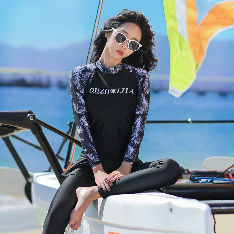 Rhyme леди купальник с длинным рукавом Rashguard купальный костюм для женщин из четырех