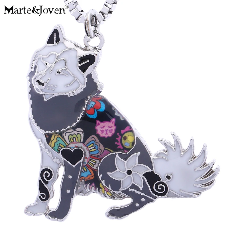 

Marte&Joven Unique Alaskan Malamute Pendant Necklace for Women Girls Birthday Gift Personalized Dog Lover Collection Jewelry