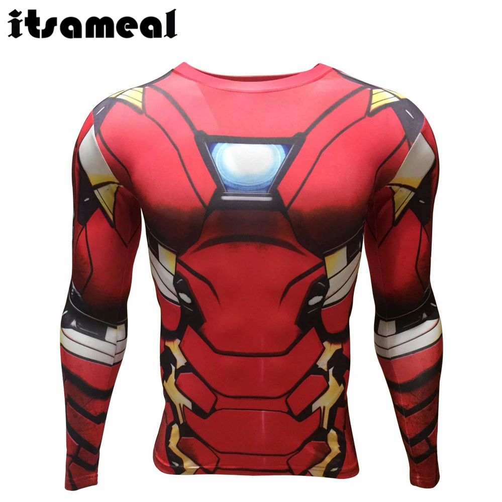 

Batman VS Superman Costumes Compression Men's T-Shirt Long Sleeve Elastic Milk Fiber Raglan 3D Printed Tops Christmas