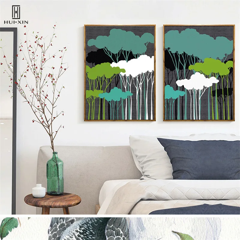 

Modern Nordic Abstract Glorious Forest Landscape Crowded Pattern Darkness Theme Image Wall Decorative Paintings For Home Decor