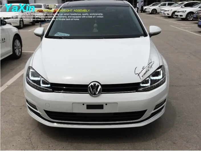 Для vw golf 7 головной светильник двойной U ангельские глазки DRL для vw golf MK7 автомобильный Стайлинг H7 Bi-xenon двойные линзы парковка светодиодный светильник