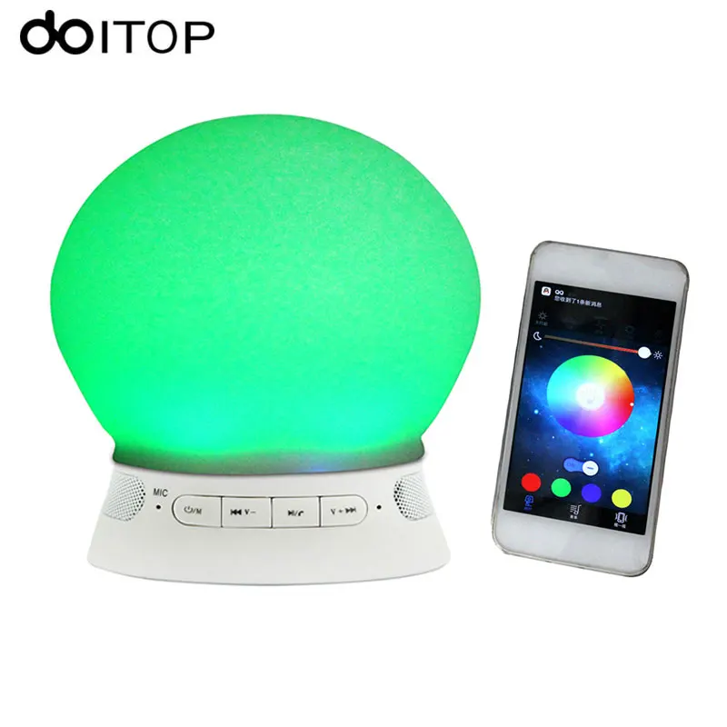 DOITOP для Bluetooth Беспроводной светодиодный лампы Динамик красочные музыка играет мини затемнения Светодиодный лампочки Динамик приложение Remote Управление светомузыкальный мини динамики лампочка с пультом радио