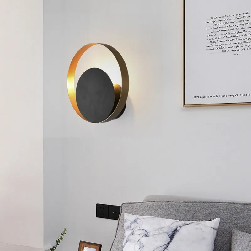 Modern brass round indoor wall light bedroom bedside hotel corridor copper LED wall lampin LED