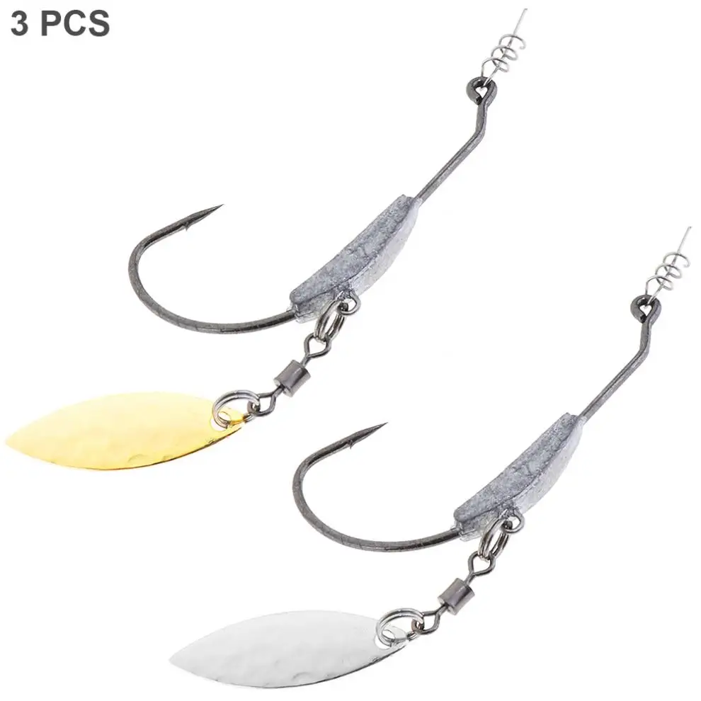 

3pcs/lot 4# 7.2g Lead Head Crank Hook with Metal Spoon Sequins Soft Bait Hooks